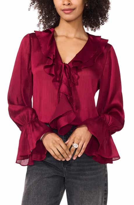 Vince Camuto Ruffle Detail Textured Top