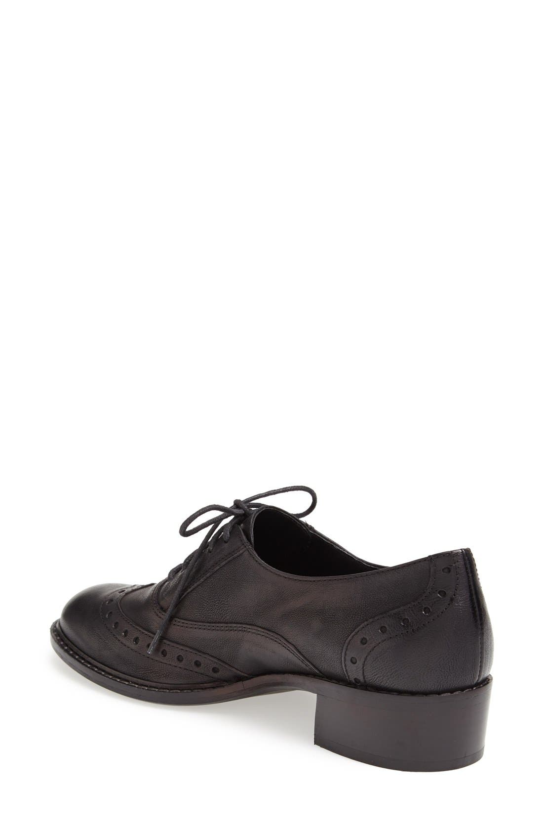 'Addly' Wingtip Lace-Up, Alternate, color, BLACK CALF