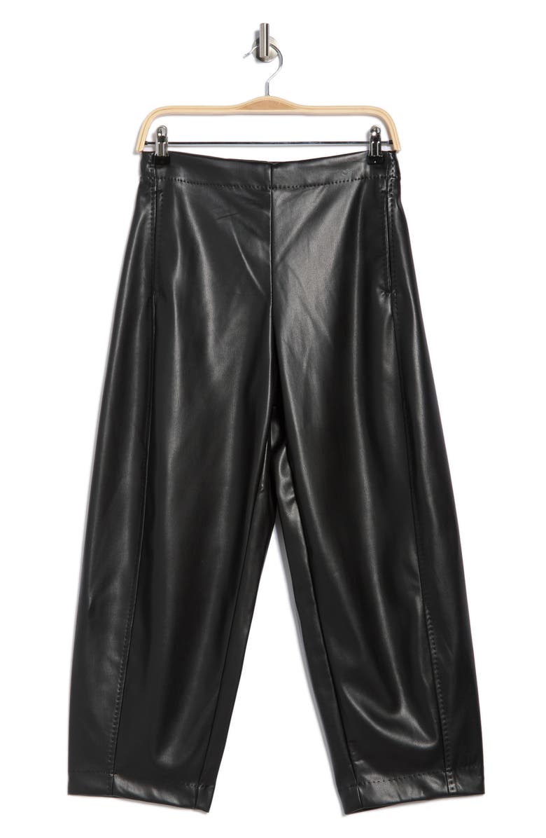 MAX STUDIO Faux Leather Barrel Pants, Alternate, color, Black