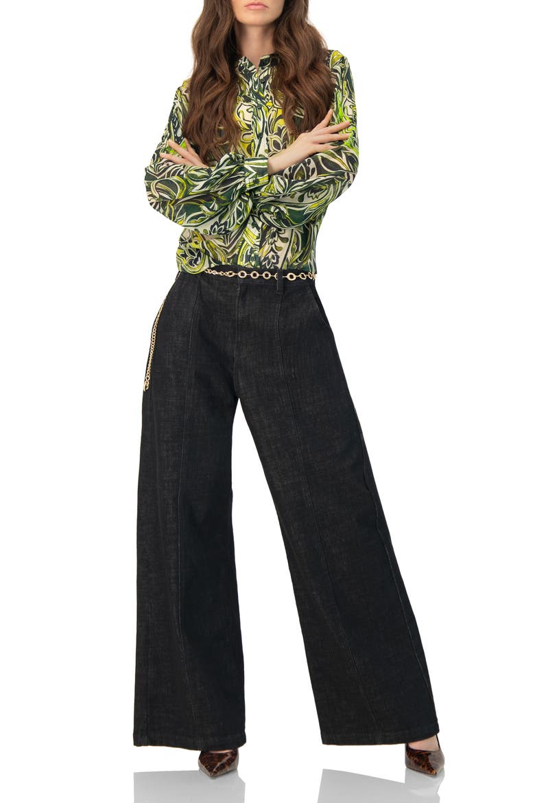 Printed Round Neck Blouse, Alternate, color, Green