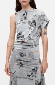 Desigual Newspaper Print Short Sleeve T-Shirt