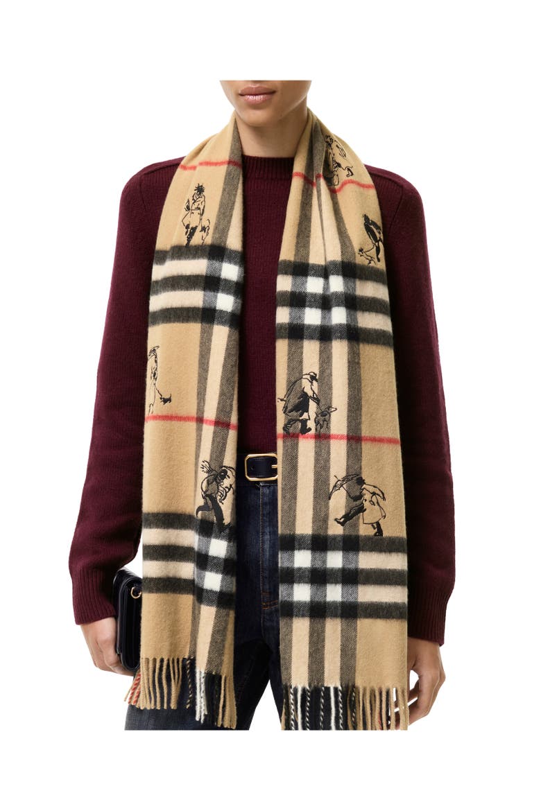 Check Mates Cashmere Scarf, Alternate, color, Archive beige