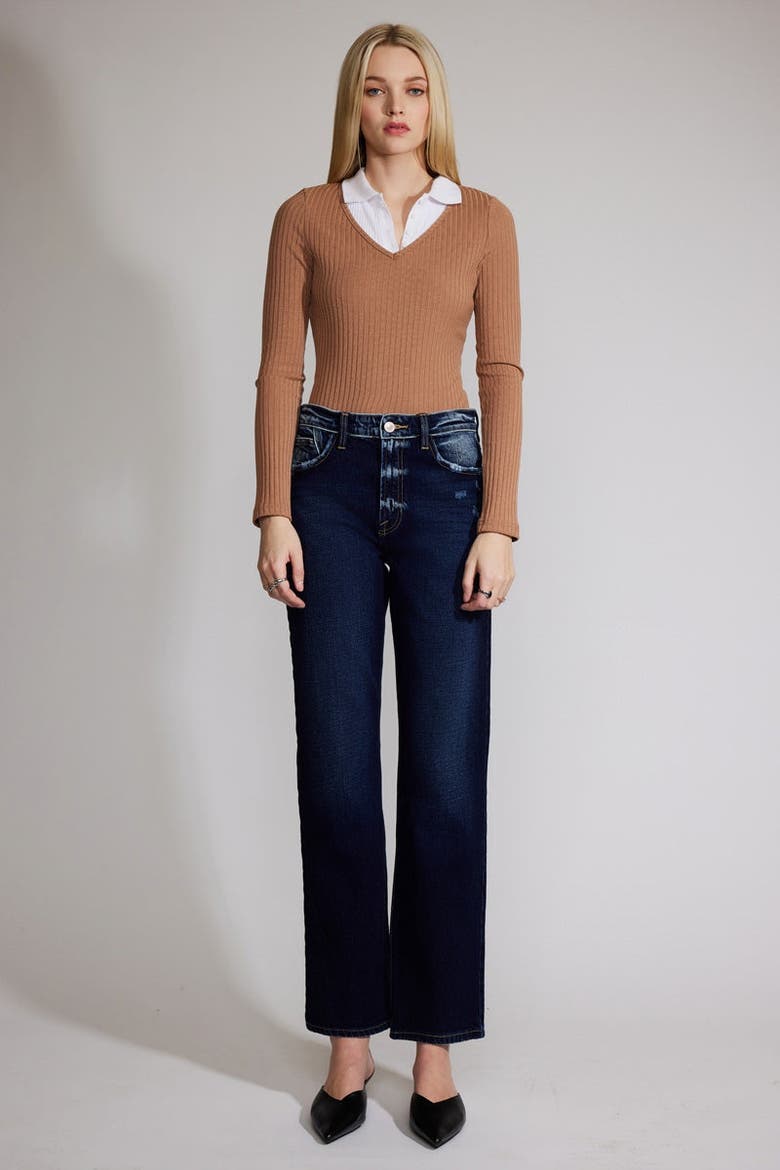 Delores Premier High Rise Straight Jeans, Alternate, color, Dark Wash