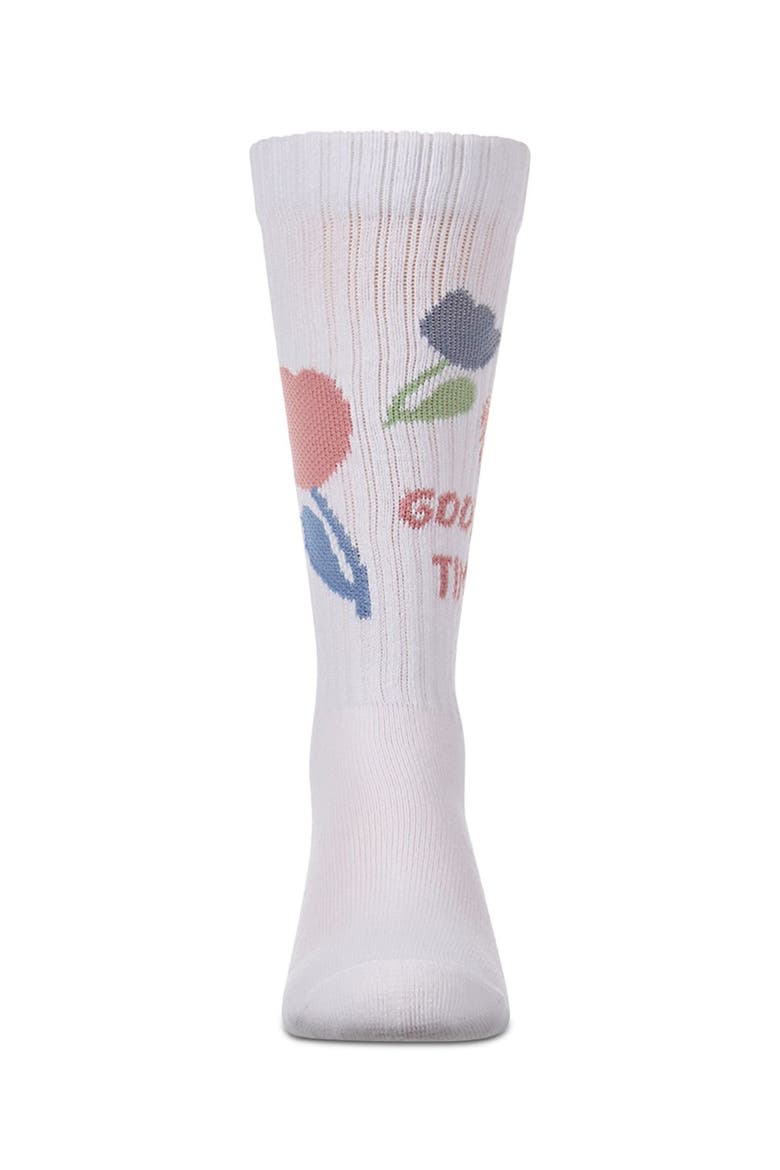 Good Time Floral-Trim Novelty Knee High Sock, Alternate, color, White