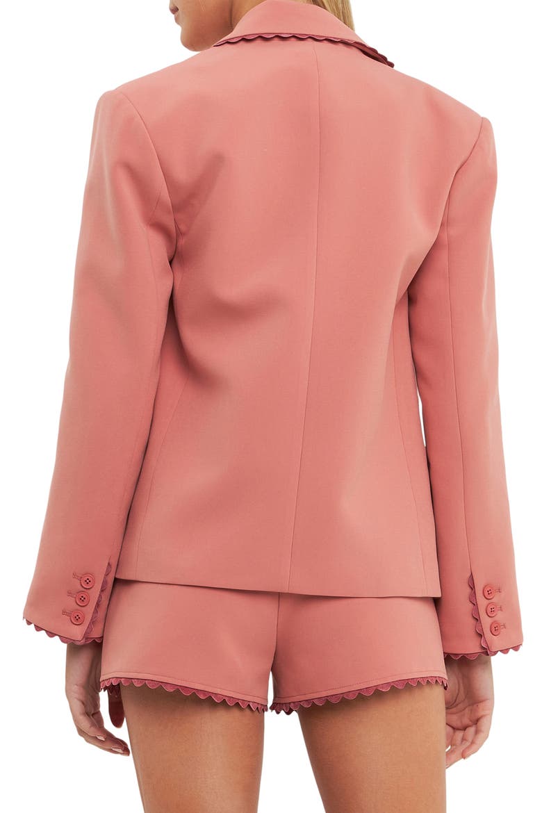 Rickrack Edge One-Button Blazer, Alternate, color, DUSTY ROSE