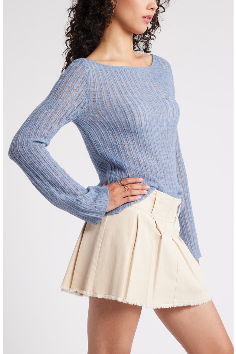 Ladder Stitch Sweater, Alternate, color, BLUE INDIGO