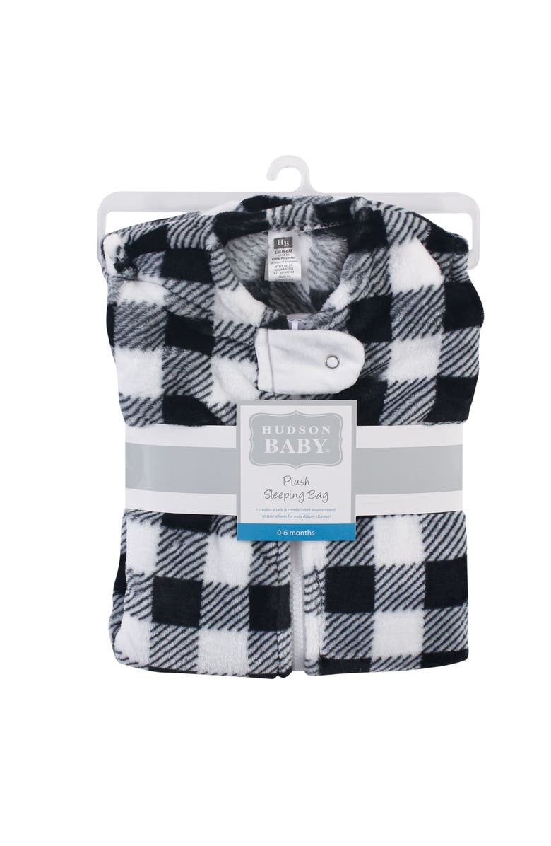Hudson Baby Cozy Flannel Slumber Sack, Alternate, color, Black Plaid