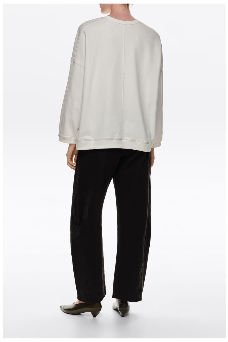 Straight Fit Sweatshirt With Topstitching, Alternate, color, IVORY