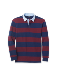 Paul Fredrick Long Sleeve Cotton/Polyester 3-Button Polo With Woven Collar