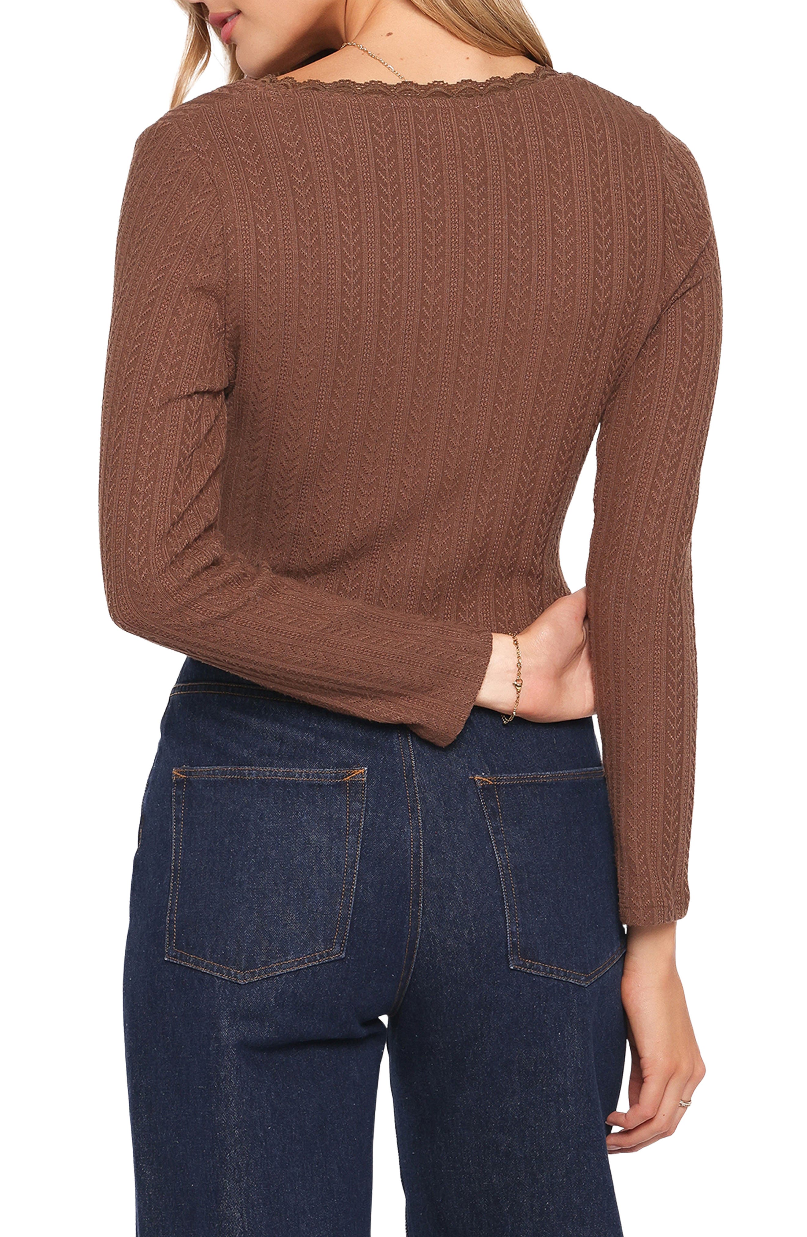 Leslie Button Front Knit Crop Top - image 2