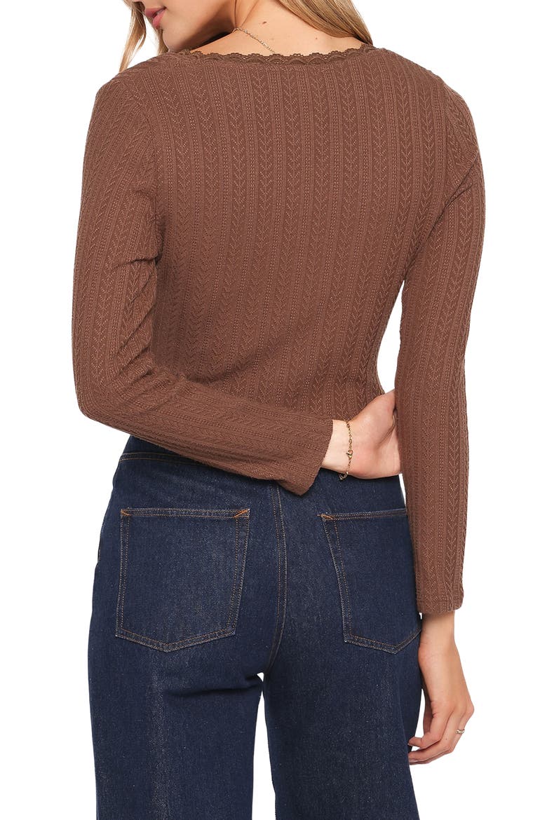 Leslie Button Front Knit Crop Top, Alternate, color, CHOCOLATE