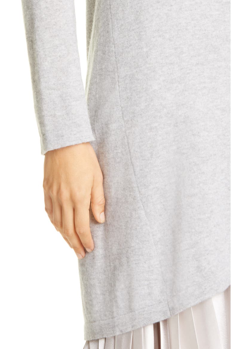 Long Sleeve Cashmere Sweater & Satin Two-Piece Dress, Alternate, color, GREY/ TAUPE