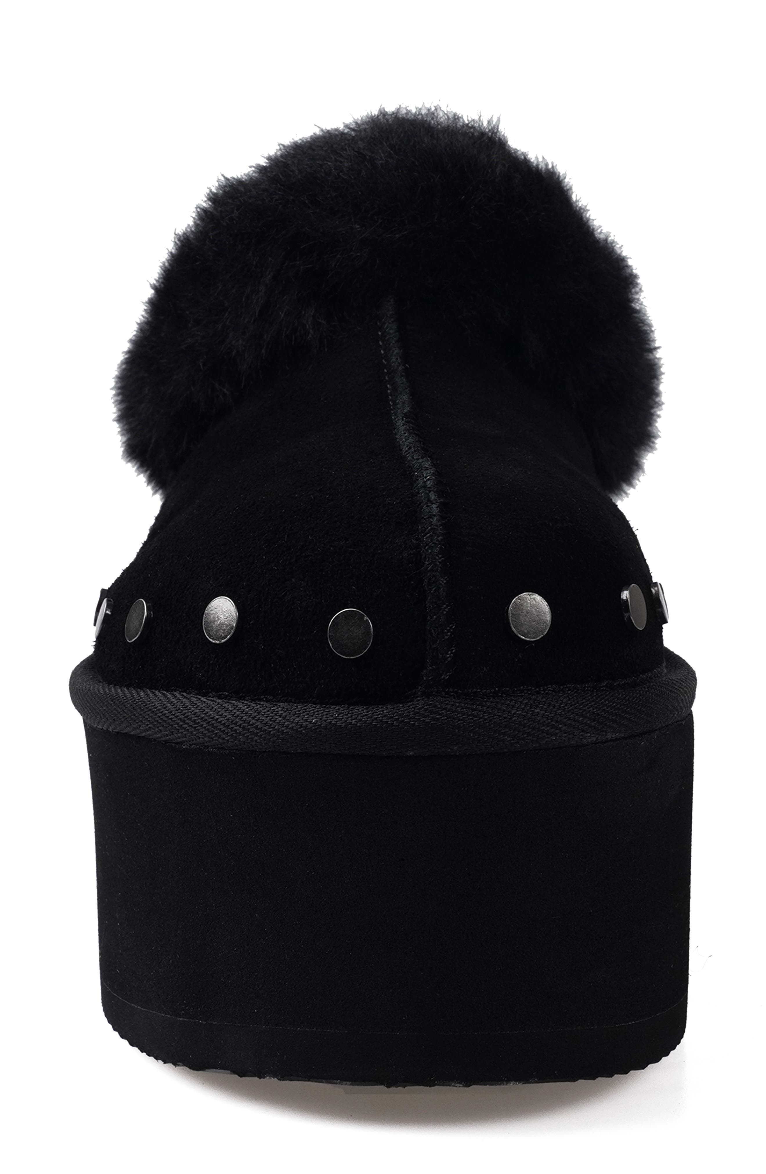 Candie's Sabi Faux Fur Platform Clog, Alternate, color, Black