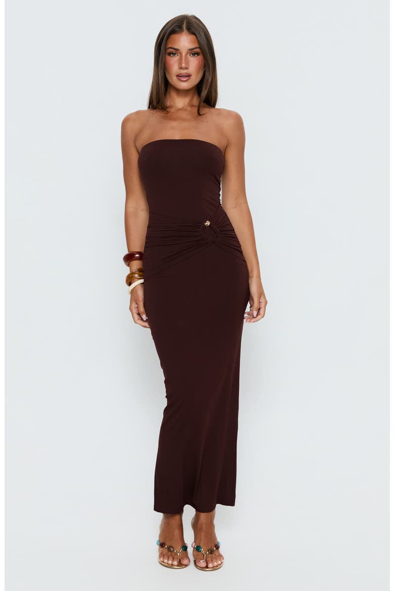 Signature Strapless Maxi Dress, Alternate, color, CHOCOLATE BROWN