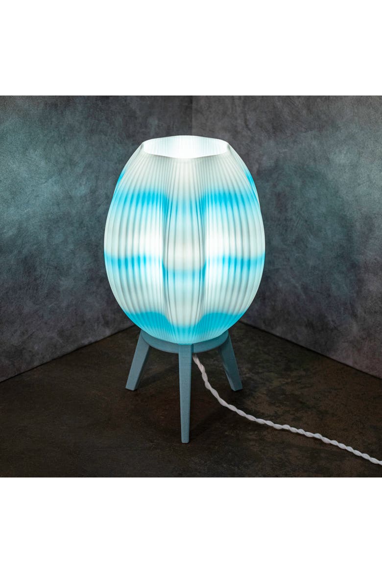 Wavy 16.5" Modern Contemporary Plant-Based PLA 3D Printed Dimmable LED Table Lamp, Alternate, color, Blue/White