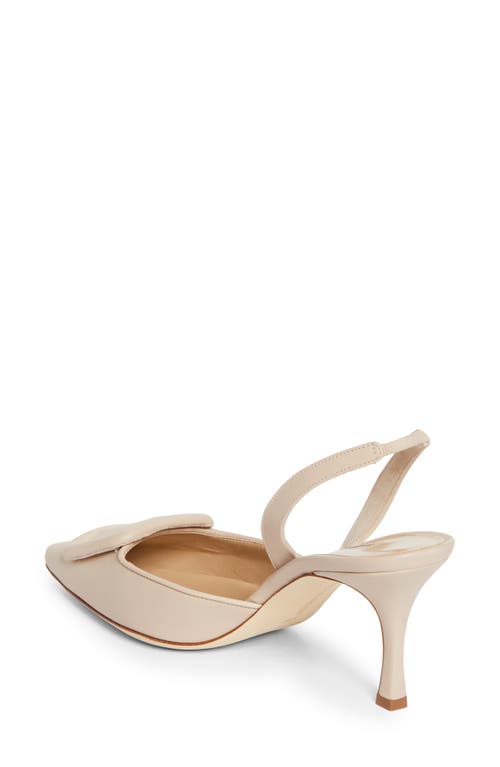 Manolo Blahnik Maysli Woven Buckle Slingback Pumps In Beige