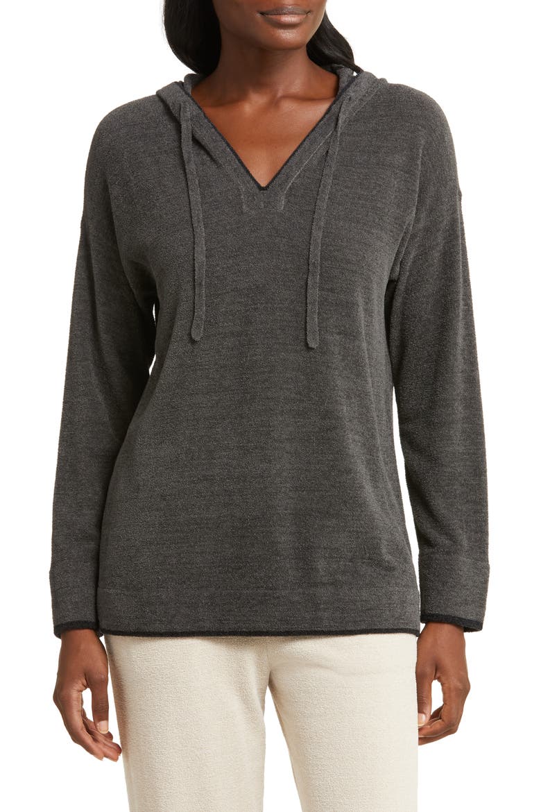 CozyChic Ultra Lite® Tipped Contrast Hoodie, Main, color, CARBON/ BLACK