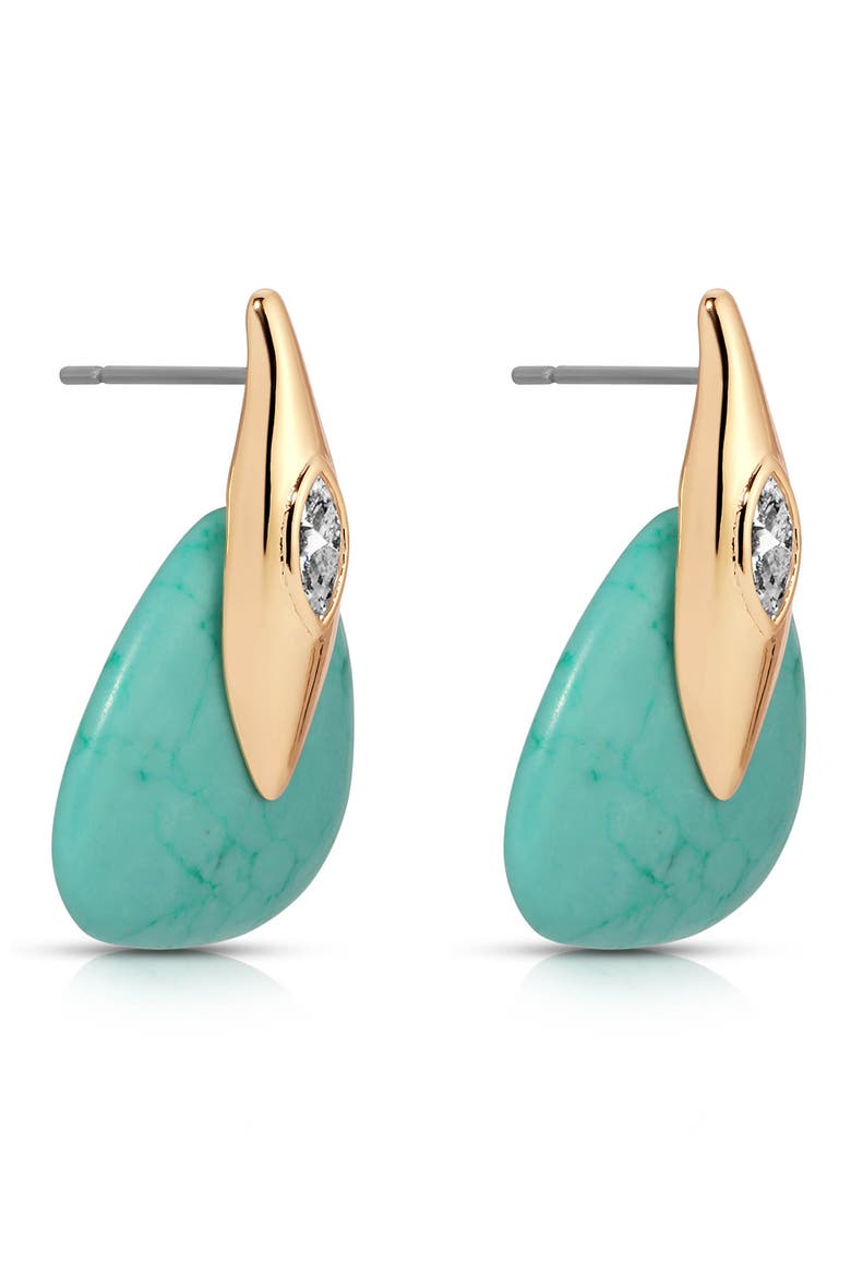 Turquoise & Crystal Earrings, Alternate, color, TURQUOISE