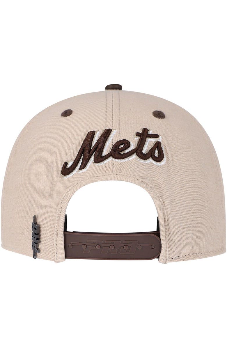 PRO STANDARD Men's Pro Standard White/Brown New York Mets Chocolate Ice Cream Drip Snapback Hat, Alternate, color, 