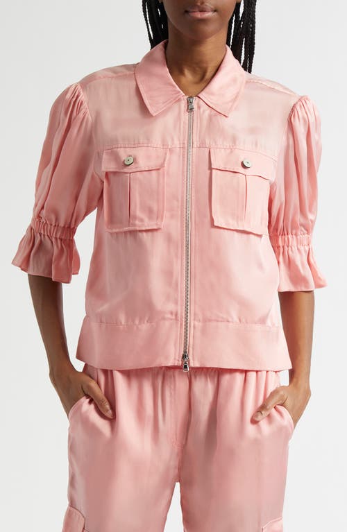 Shop Cinq À Sept Holly Ruffle Sleeve Jacket In Pink Poppy