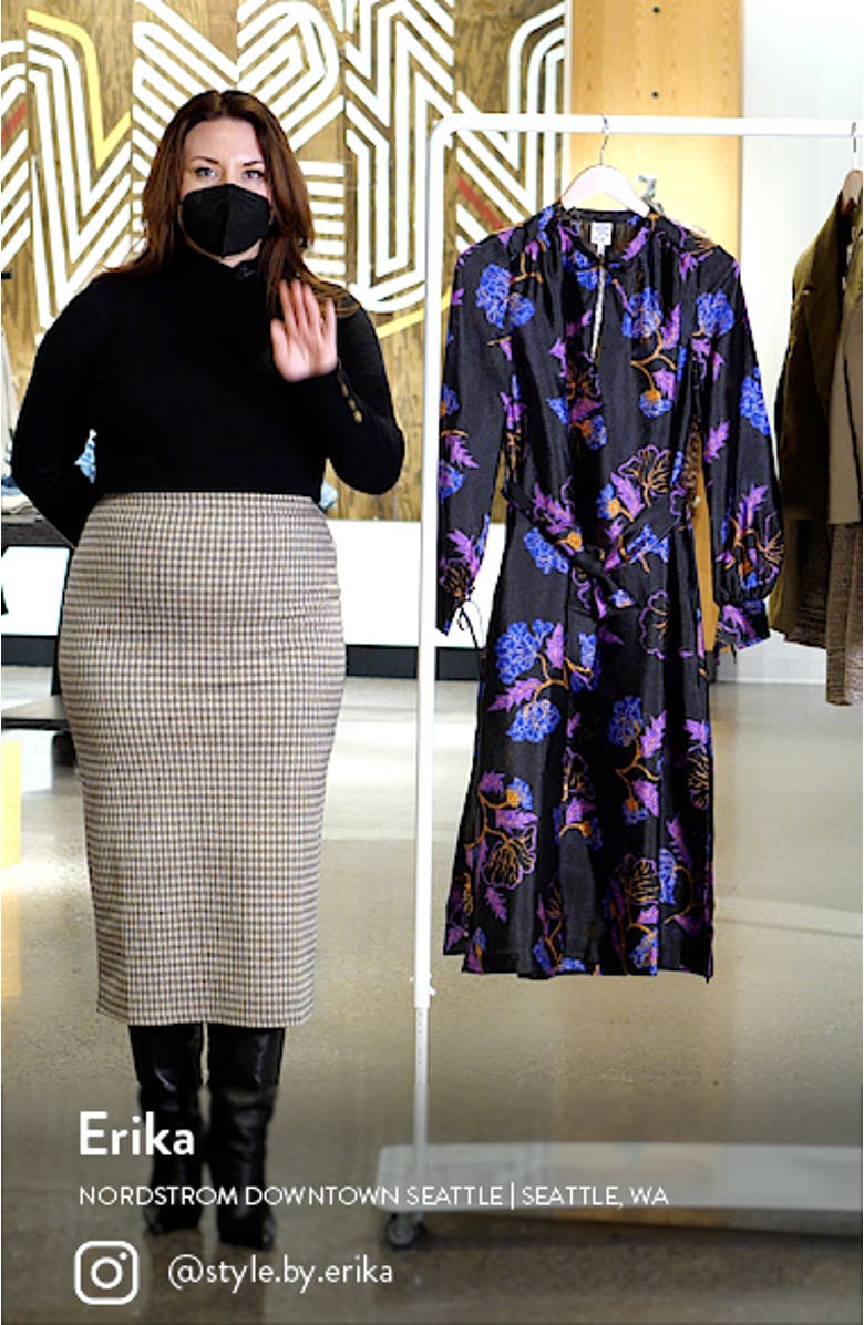 Aradin Floral Print Long Sleeve Midi Dress, sales video thumbnail