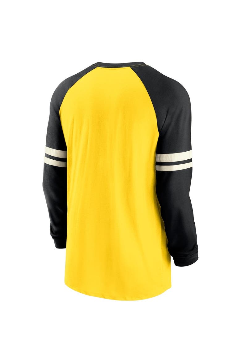 Men's Nike Gold/Black Pittsburgh Steelers Throwback Raglan Long Sleeve T-Shirt, Alternate, color, Gold