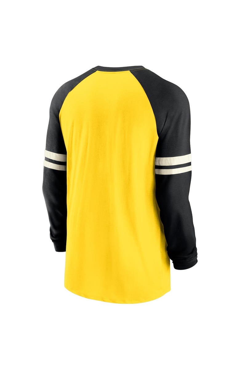 Nike Men's Nike Gold/Black Pittsburgh Steelers Throwback Raglan Long Sleeve T-Shirt, Alternate, color, Gold