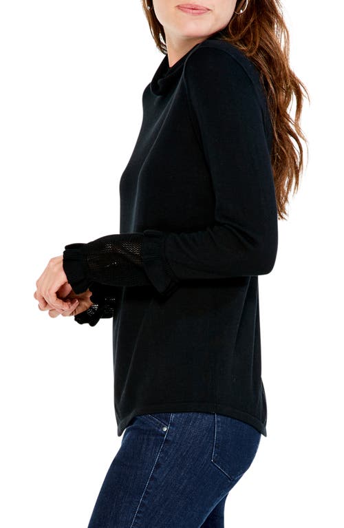 Nic + Zoe Ruffle Cuff Turtleneck Sweater In Black