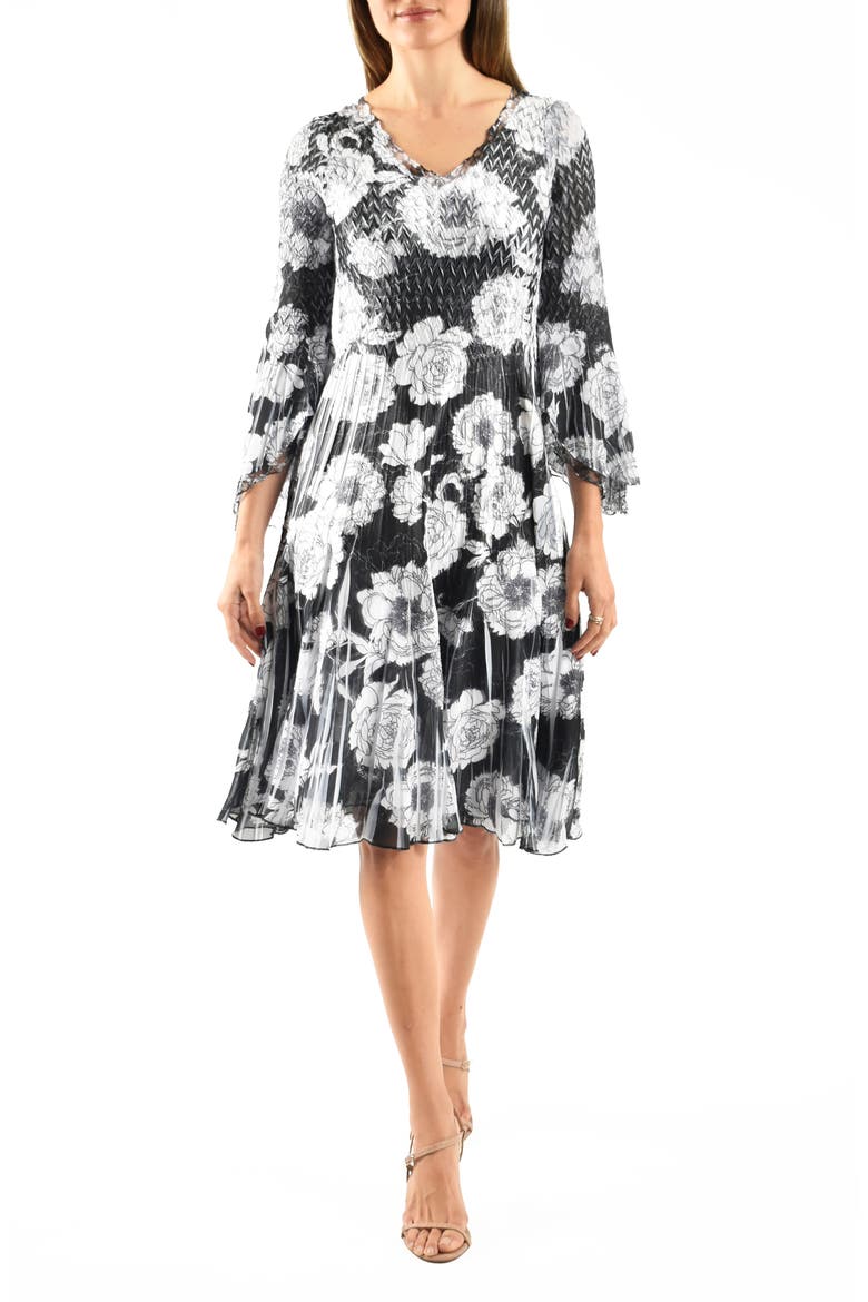 Bell Sleeve Charmeuse & Chiffon Cocktail Dress, Main, color, CHRYSANTHEMUM