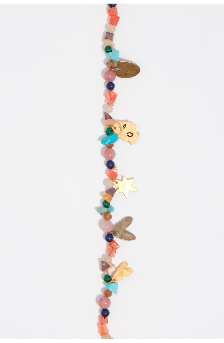 Bimba y Lola Necklace With Silhouettes And Multicolor Stones, Alternate, color, Blue