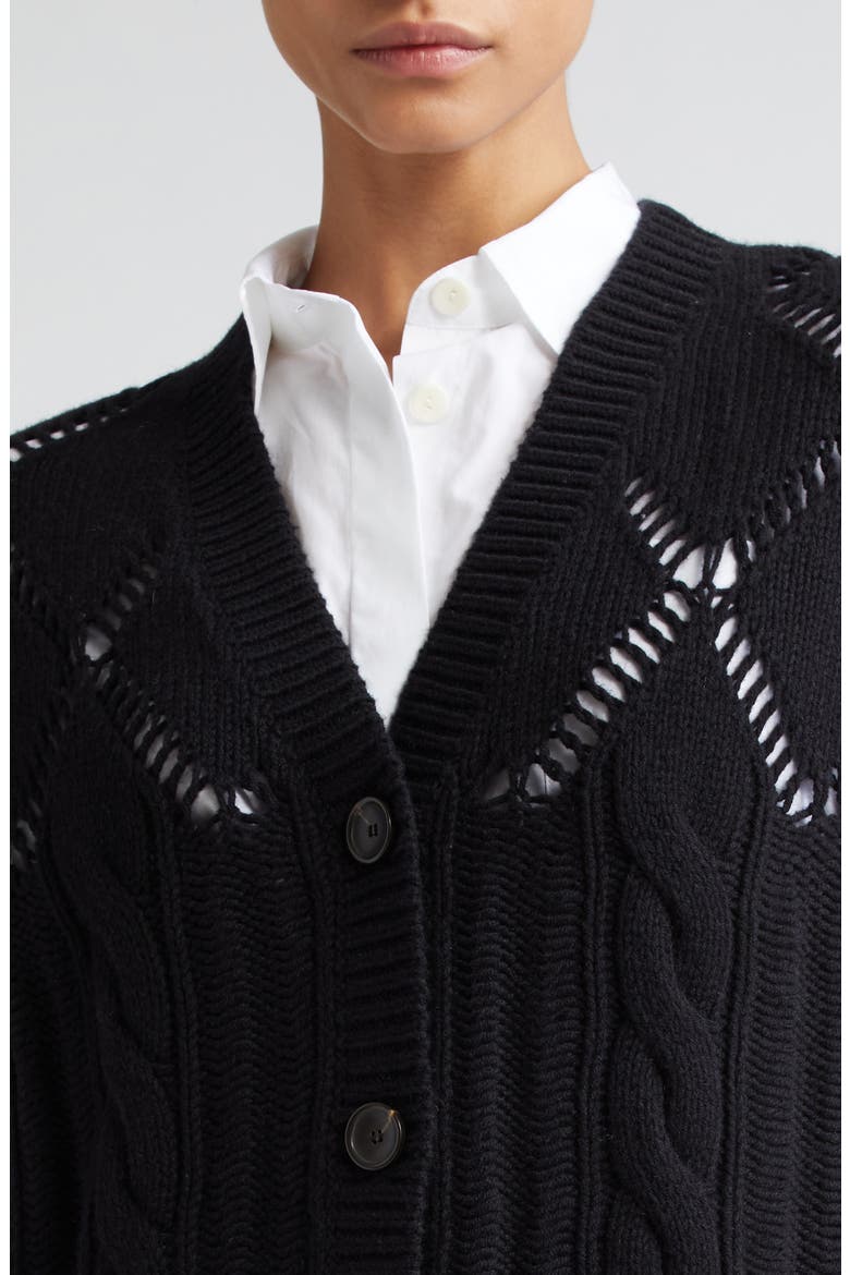 Argyle Oversize Recycled Cashmere & Organic Cotton Sweater Vest, Alternate, color, BLACK