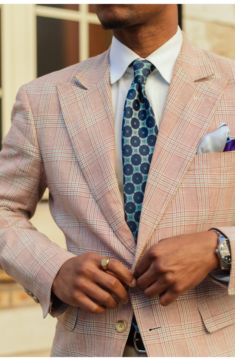 Elizabetta Zuccari - Silk Jacquard Tie for Men, Alternate, color, Sea Blue