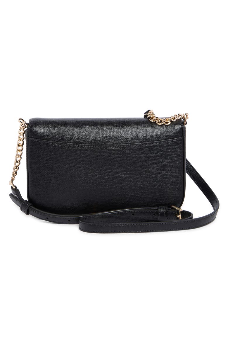 Kristi Refined Grain Leather Wallet on a Strap, Alternate, color, BLACK