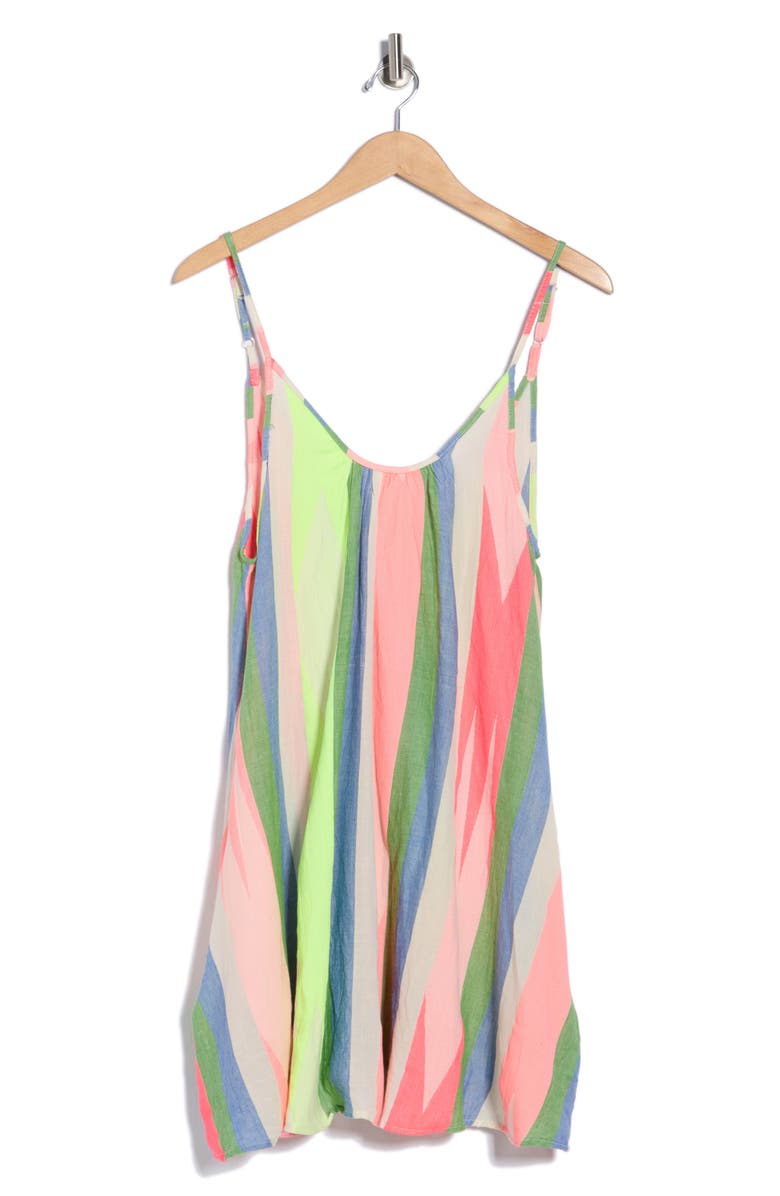 Elan Stripe Cotton Cover-Up Dress, Main, color, Neon Stripe
