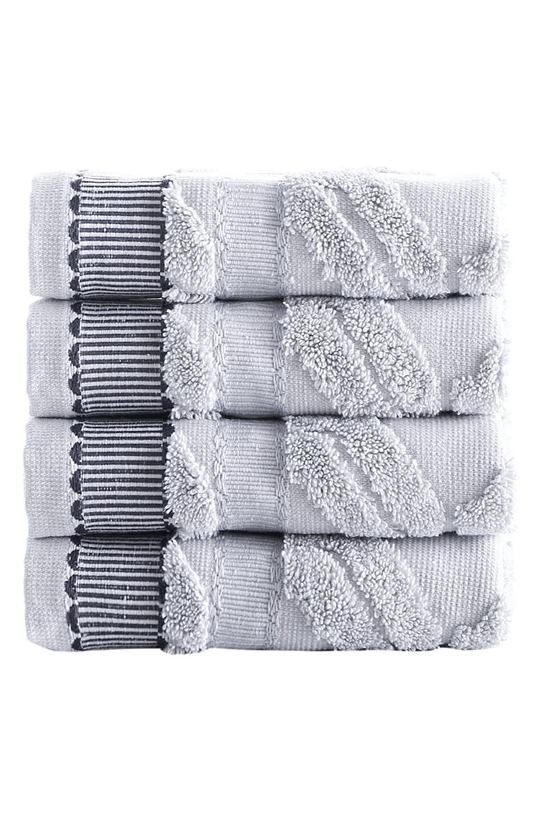 Brooks Brothers Large Square 4-Pack Turkish Cotton Washcloths, Main, color, Silver