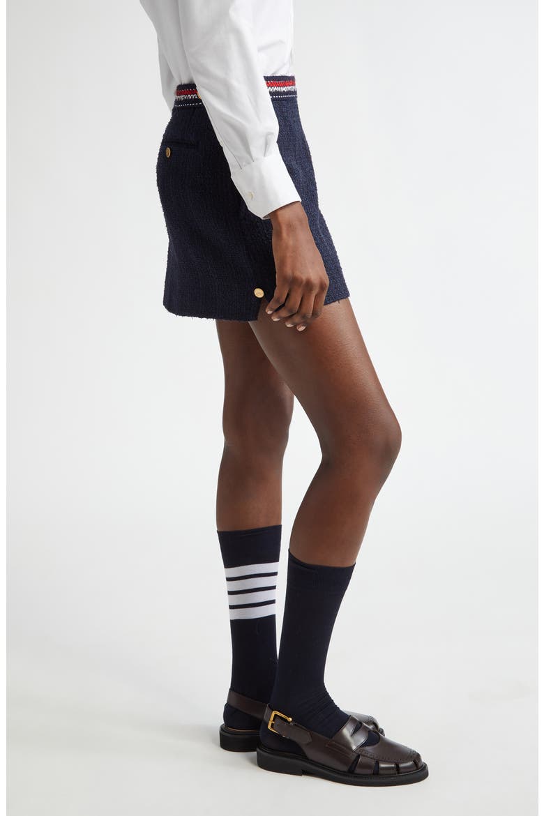 Side Tab Tweed Miniskirt, Alternate, color, NAVY