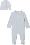 Bebe Bella Boy Bunny Print Modal Jersey Romper with Matching Hat
