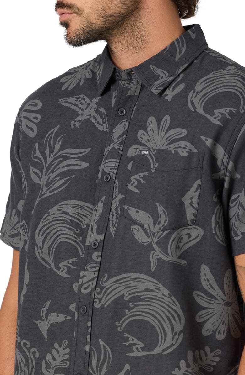 O'Neill O'Riginals Eco Print Standard Fit Short Sleeve Button-Up Shirt, Alternate, color, Phantom