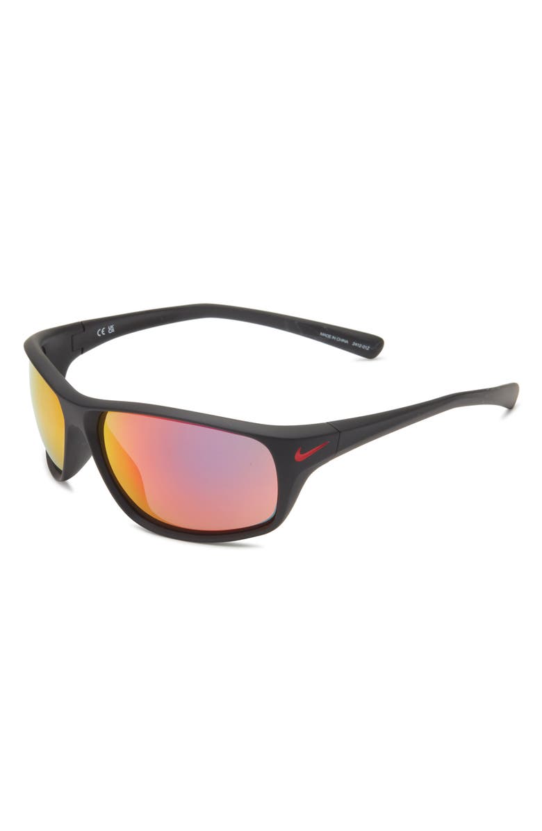 Nike Adrenaline 65mm Rectangular Sunglasses, Alternate, color, Matte Black/ Grey Infrare