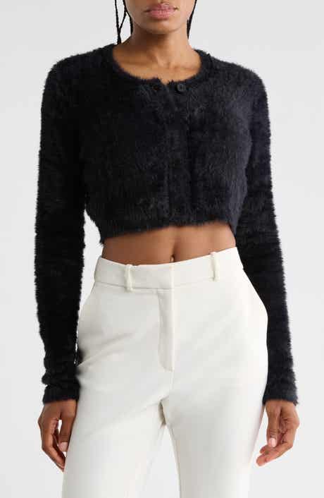 Eyelash Knit Cropped Cardigan
