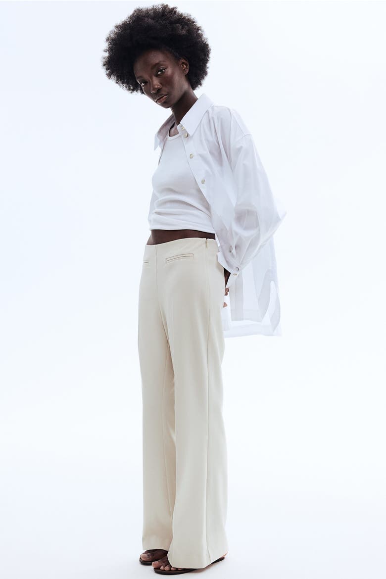 Bootcut Twill Trousers, Main, color, Light beige