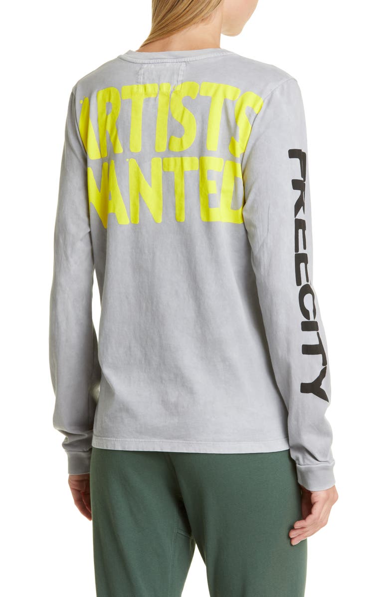 FREECITY Artists Wanted Long Sleeve Cotton Graphic Tee, Alternate, color, 