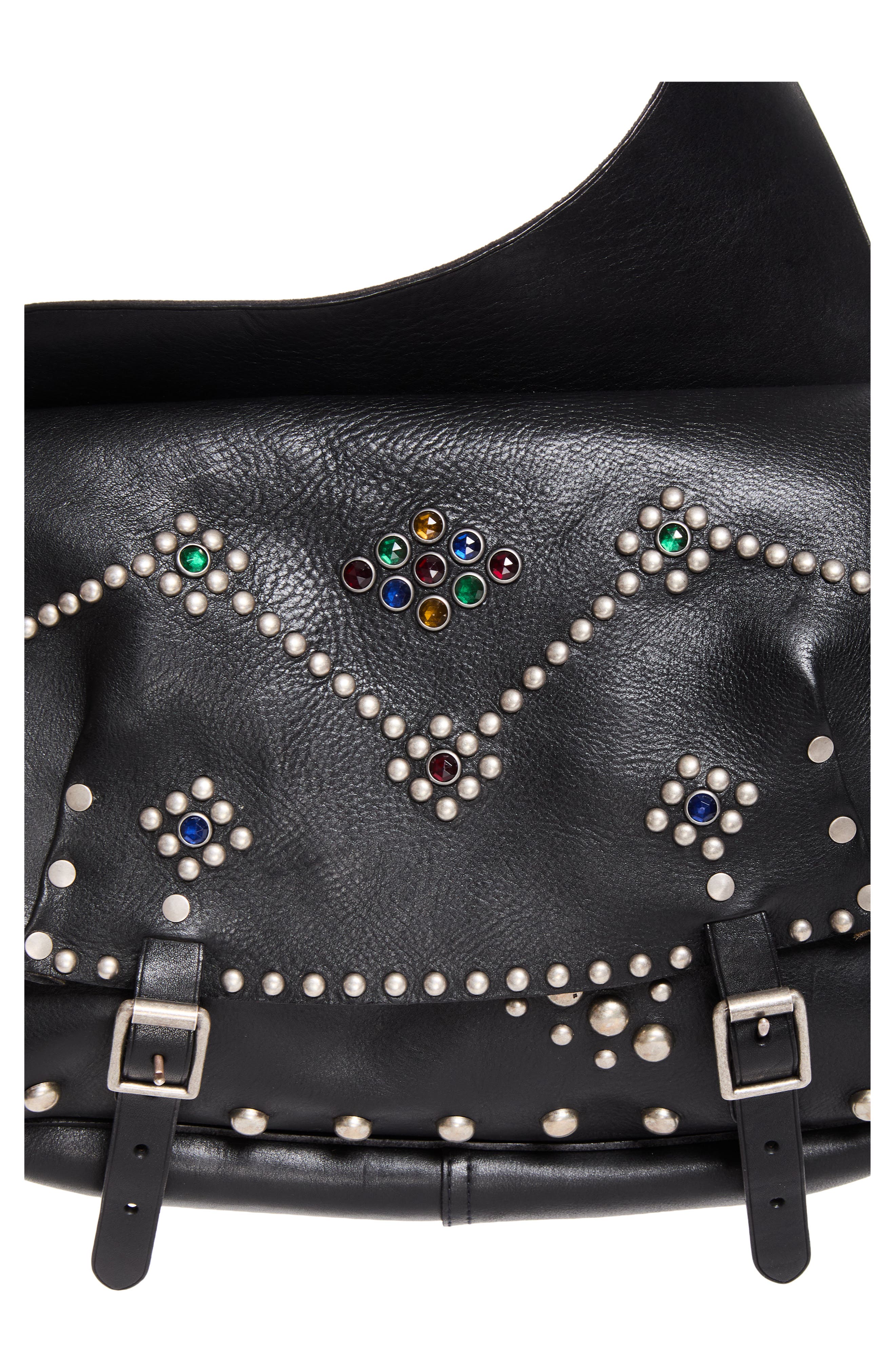 Tucker Studded Leather Messenger Bag, Alternate, color, BLACK/ RRL VINTAGE SILVER