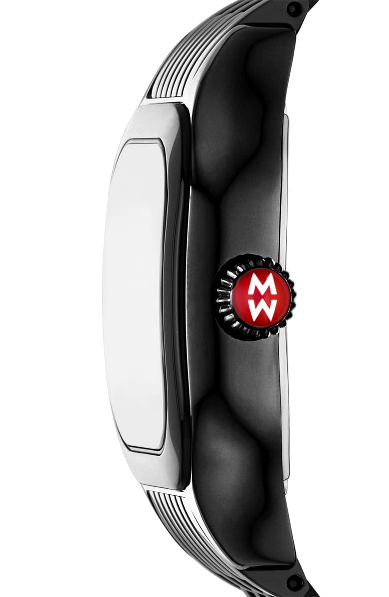 MICHELE Meggie Noir Diamond Dial Bracelet Watch, 29mm, Alternate, color, Black