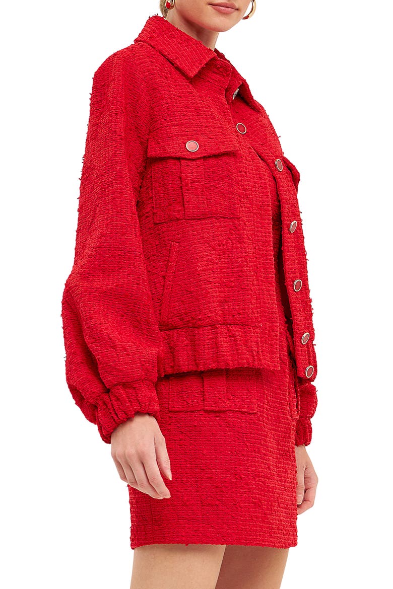 Bouclé Jacket, Alternate, color, RED