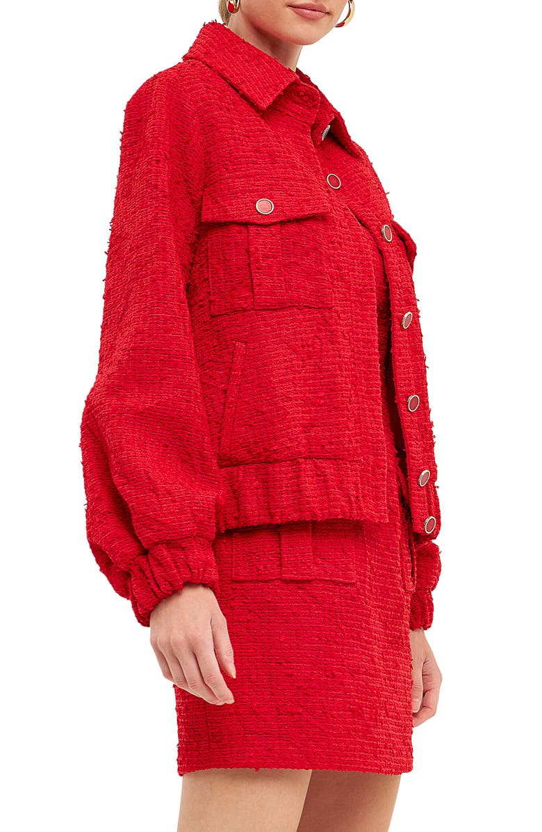 Endless Rose Bouclé Jacket, Alternate, color, Red
