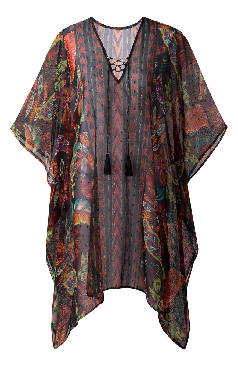 Miraclesuit<sup>®</sup> Pluma Orla Metallic Caftan, Alternate, color, Black/ Multi