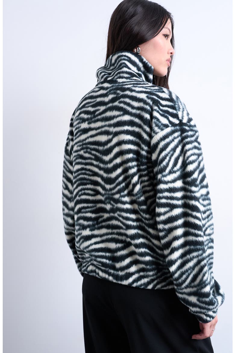 Zebra Zip Through Fleece Jacket, Alternate, color, BLACK MULTI
