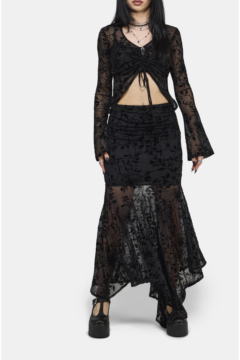 Deadly Nightshade Maxi Skirt, Alternate, color, Black