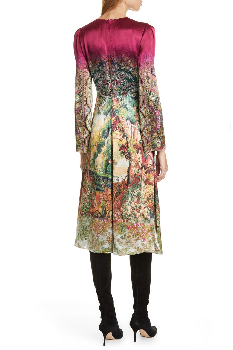 Castle Print Long Sleeve Dress, Alternate, color, MULTI